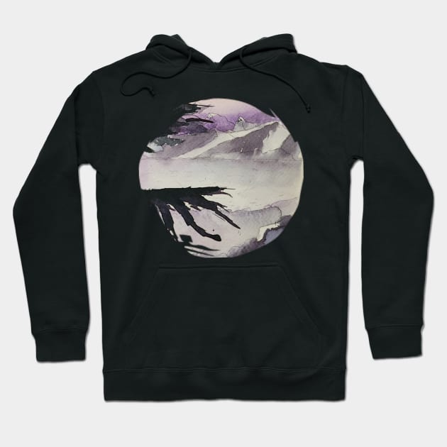 Mountain landscape purple sky circle design Hoodie by JewelsNova